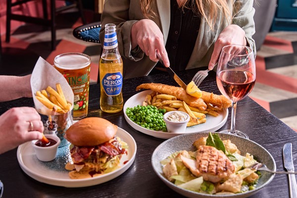 Two Course Meal with Beer for Two at a British Pub or Bar